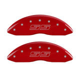 MGP 4 Caliper Covers Engraved Front & Rear Avalanche style/SS Red finish silver ch - 14004SSS1RD