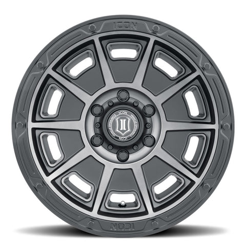 ICON Victory 17x8.5 6x5.5 0mm Offset 4.75in BS Smoked Satin Black Tint Wheel - 3017858347SSBT