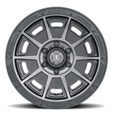 ICON Victory 17x8.5 5x5 -6mm Offset 4.5in BS Smoked Satin Black Tint Wheel - 3017857345SSBT