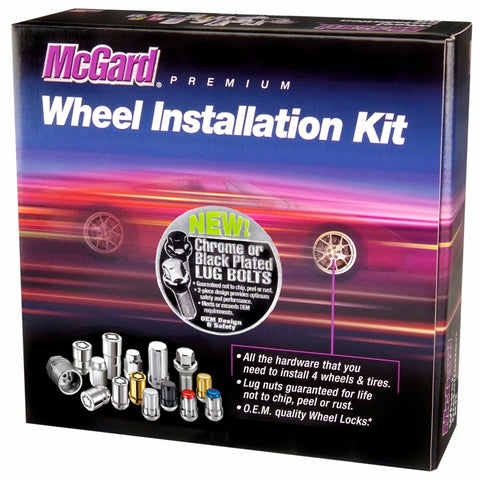 McGard 5 Lug Hex Install Kit w/Locks (Cone Seat Bolt) M14X1.5 / 17mm Hex / 28.0mm Shank L. - Black - 67200BK