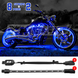 XK Glow Single Color XKGLOW LED Accent Light Motorcycle Kit Blue - 8xPod + 2x8InStrips - XK034001-B