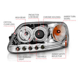 ANZO 1997.5-2003 Ford F-150 Projector Headlights w/ Halo and LED Chrome 1pc - 111032