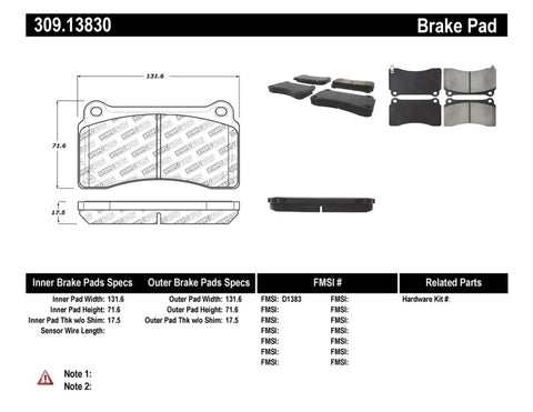 StopTech Performance Brake Pads - 309.13830