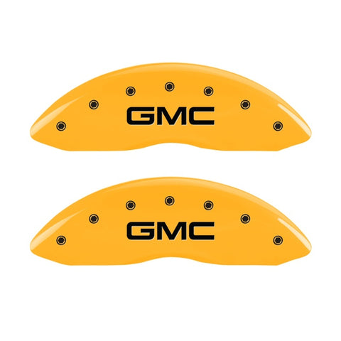 MGP Front set 2 Caliper Covers Engraved Front GMC Yellow finish black ch - 34207FGMCYL