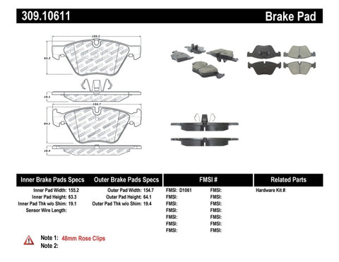 StopTech Performance Brake Pads - 309.10611