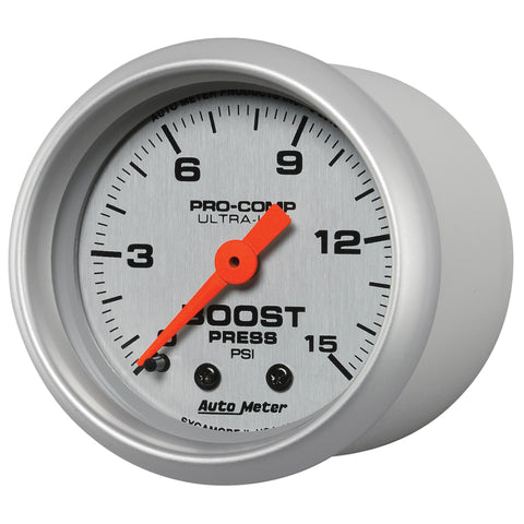 Autometer Ultra-Lite 52mm 0-15 PSI Mechanical Boost Gauge - 4302