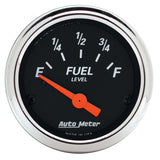 Autometer Designer Black 2 1/16in 0 Ohm E to 90 Ohm F Electronic Fuel Level Gauge - 1422