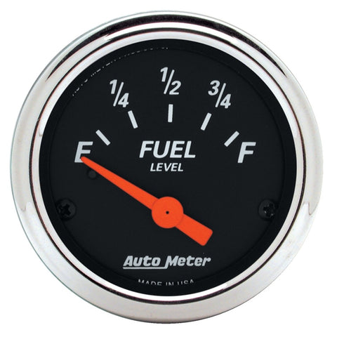 Autometer Designer Black 2 1/16in 0 Ohm E to 90 Ohm F Electronic Fuel Level Gauge - 1422