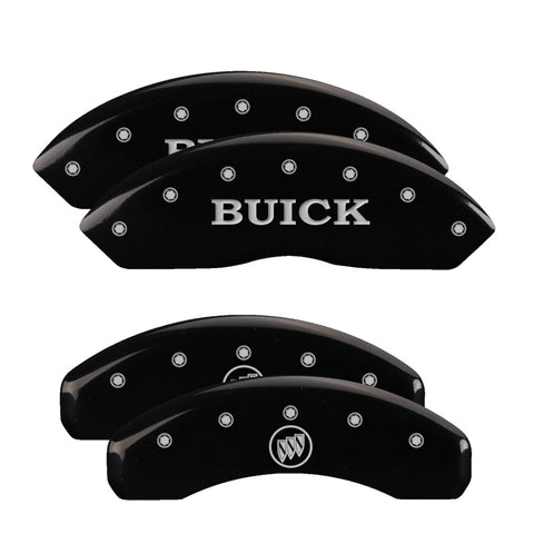 MGP 4 Caliper Covers Engraved Front Buick Engraved Rear Buick Shield Black finish silver ch - 49003SBSHBK