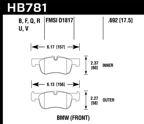 Hawk 12-15 BMW 118i DTC-70 Race Front Brake Pads - HB781U.692