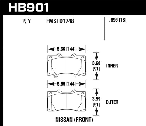 Hawk 12-16 Nissan Patrol Latin America LTS Street Brake Pads - Front - HB901Y.696