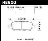 Hawk Infiniti G35 Sport/G37 / 08-10 Nissan Rogue / 07-09 Sentra SE-R / 10 Sentra SE-R M/T Performanc - HB600Z.539