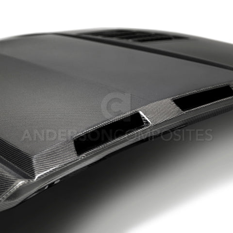 Anderson Composites 2018-2019 Ford Mustang Ram Air Double Sided Carbon Fiber Hood - AC-HD18FDMU-AB-DS