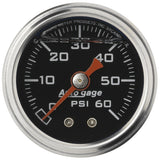 Autometer AutoGage 1.5in Liquid Filled Mechanical 0-60 PSI Fuel Pressure Gauge - Black - 2173