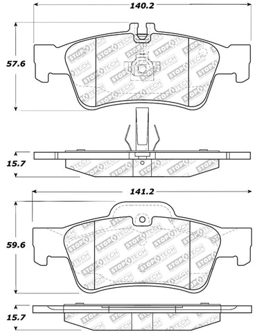 StopTech Street Select Brake Pads w/Hardware - Rear - 305.09860