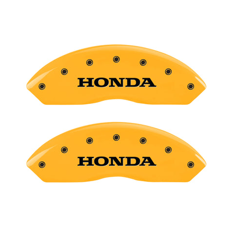 MGP 4 Caliper Covers Engraved Front Honda Engraved Rear Odyssey Yellow finish black ch - 20203SODSYL