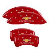 MGP 4 Caliper Covers Engraved Front & Rear Chevy Racing Red Finish Silver Char 2019 Chevrolet Malibu - 14244SBRCRD