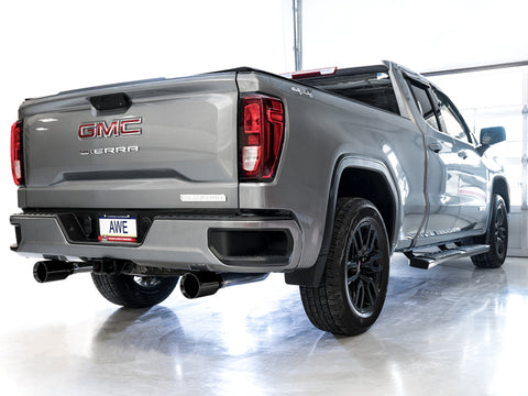 AWE Tuning 4th Gen GM 1500 5.3L 0FG Catback Split Rear Exit (Flat Bumper) - Dual Diamond Tips - 3015-33206