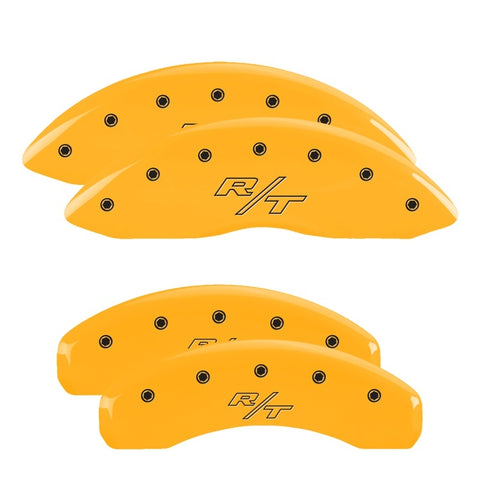 MGP 4 Caliper Covers Engraved Front & Rear Vintage Style/RT Yellow finish black ch - 12088SRTRYL