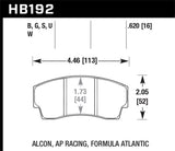 Hawk DTC-80 AP Racing/Alcon 16mm Race Brake Pads - HB192Q.620