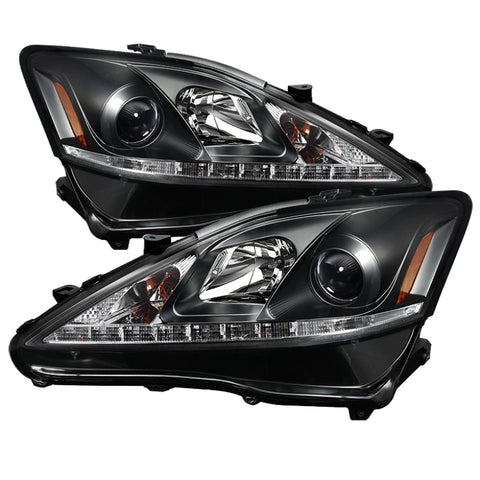 Spyder Lexus IS 250/350 2006-2010 Projector Headlights DRL Black PRO-YD-LIS06-DRL-BK - 5080059