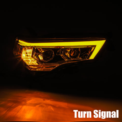 AlphaRex 14-20 Toyota 4Runner PRO-Series Projector Headlights Plank Style Black w/Sequential Signal - 880732