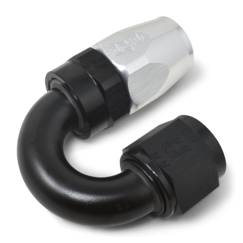 Russell Performance -6 AN Black/Silver 180 Degree Tight Radius Full Flow Swivel Hose End - 613503