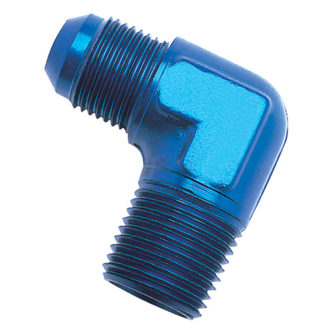 Russell Performance -16 AN to 1in NPT 90 Degree Flare to Pipe Adapter (Blue) - 660910