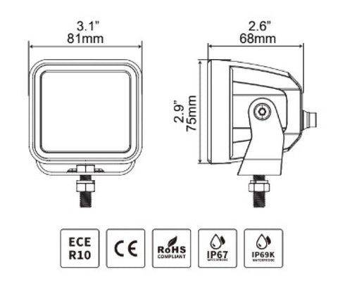 Go Rhino Xplor Blackout Series Cube LED Spot Light Kit (Surface/Threaded Stud Mnt) 3x3 - Blk (Pair) - 750400321SCS