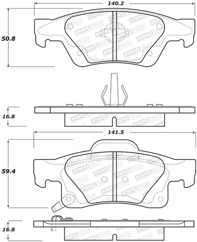 StopTech Street Brake Pads - Rear - 308.14980