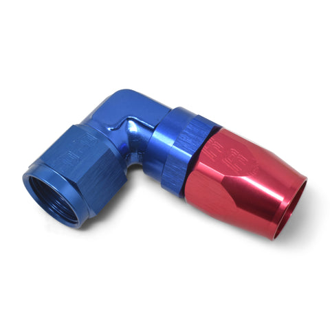 Russell Performance -12 AN Red/Blue 90 Degree Forged Aluminum Swivel Hose End - 613670