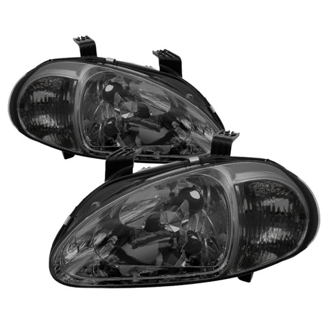 Xtune Honda Del Sol 93-97 1Pc Crystal Headlights Smoke HD-ON-HDEL93-1P-SM - 5013439