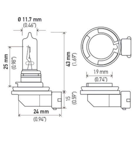 Hella Bulb H9 12V 65W PGJ19-5 T4 - H9