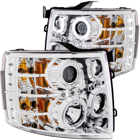 ANZO 2007-2013 Chevrolet Silverado 1500 Projector Headlights w/ Halo Chrome - 111086