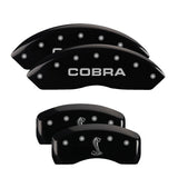 MGP 4 Caliper Covers Engraved Front Cobra Engraved Rear Snake Black finish silver ch - 10017SCNKBK