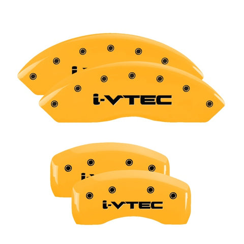 MGP 4 Caliper Covers Engraved Front & Rear I-Vtec Yellow Finish Black Char 2017 Acura RDX - 39022SIVTYL