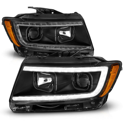 ANZO 11-13 Jeep Grand Cherokee (Factory Halogen Only) Projector Headlights w/Light Bar Swtchbk Black - 111568