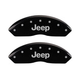 MGP 4 Caliper Covers Engraved Front JEEP Engraved Rear JEEP Grill logo Black finish silver ch - 42014SJPLBK