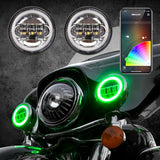 XK Glow 4.5In Chrome RGB LED Harley Running Light XKchrome Bluetooth App Controlled Kit - XK042011-W
