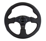 NRG Reinforced Steering Wheel (320mm) Black Leather w/Black Stitching - RST-012R