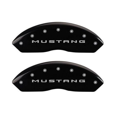 MGP 4 Caliper Covers Engraved Front 2015/Mustang Engraved Rear 2015/37 Black finish silver ch - 10202SM32BK