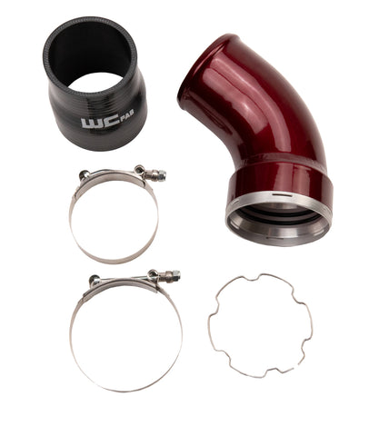 Wehrli 06-10 GM LBZ/LMM Duramax Passenger Side Intercooler Outlet Elbow Kit - WCFab Red - WCF100466-RED