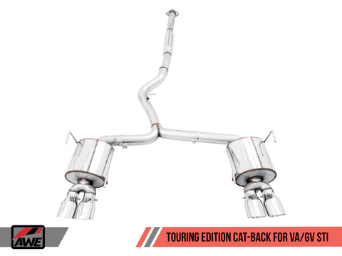 AWE Tuning Subaru STI VA / WRX GV / STI GV Sedan Touring Edition Exhaust - Chrome Silver Tip (102mm) - 3015-42104