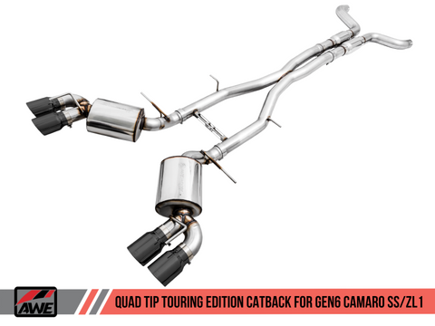 AWE Tuning 16-19 Chevy Camaro SS Res Cat-Back Exhaust -Touring Edition (Quad Diamond Black Tips) - 3015-43114