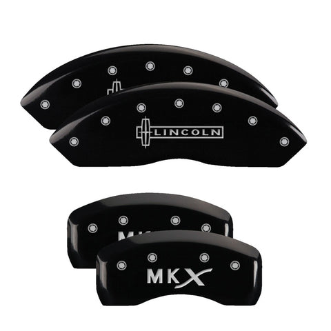 MGP 4 Caliper Covers Engraved Front Lincoln Engraved Rear MKX Black finish silver ch - 36006SLCXBK