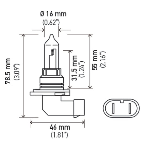 Hella 9005/HB3 12V 100W P20d T4 Halogen Bulb - 9005 100W