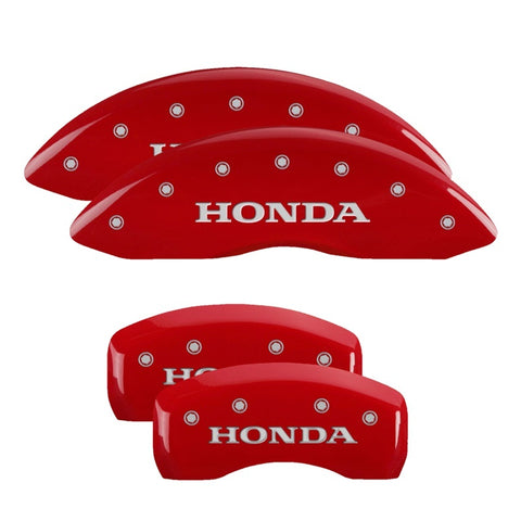 MGP 4 Caliper Covers Engraved Front & Rear Honda Red finish silver ch - 20139SHONRD