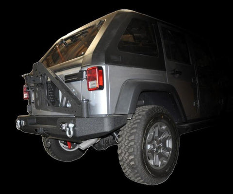 DV8 Offroad 07-18 Jeep Wrangler JK Full Length Rear Bumper w/ Light Holes - RBSTTB-11