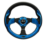 NRG Reinforced Steering Wheel (320mm) Blk w/Blue Trim - RST-001BL