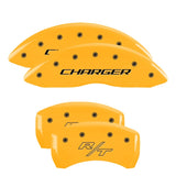 MGP 4 Caliper Covers Engraved Front Charger Engraved Rear RT Yellow finish black ch - 12181SCHRYL